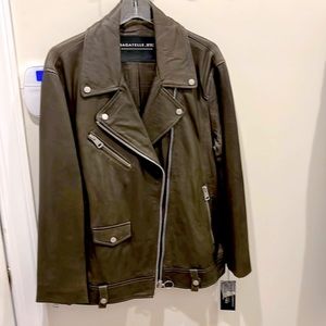 Bagatelle 100% leather moto jacket, size L, brand new w/tags.